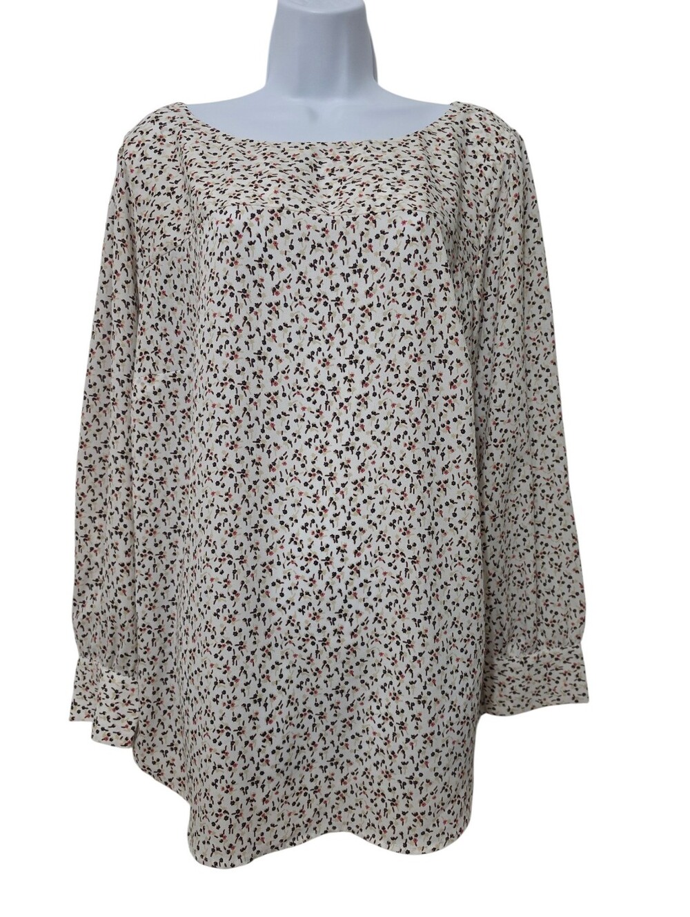 Loft | Plus Size Ditsy Floral Long Sleeve Blouse Top Cut Out Keyhole Back Autumn